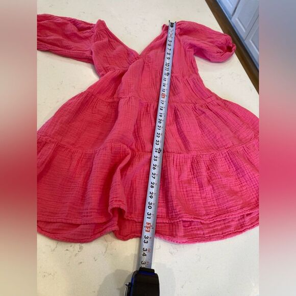 XÍRENA 100% Cotton Gauze Muslin Nissa Tiered Puff Sleeve Mini Coquette Dress XS - Picture 9 of 9